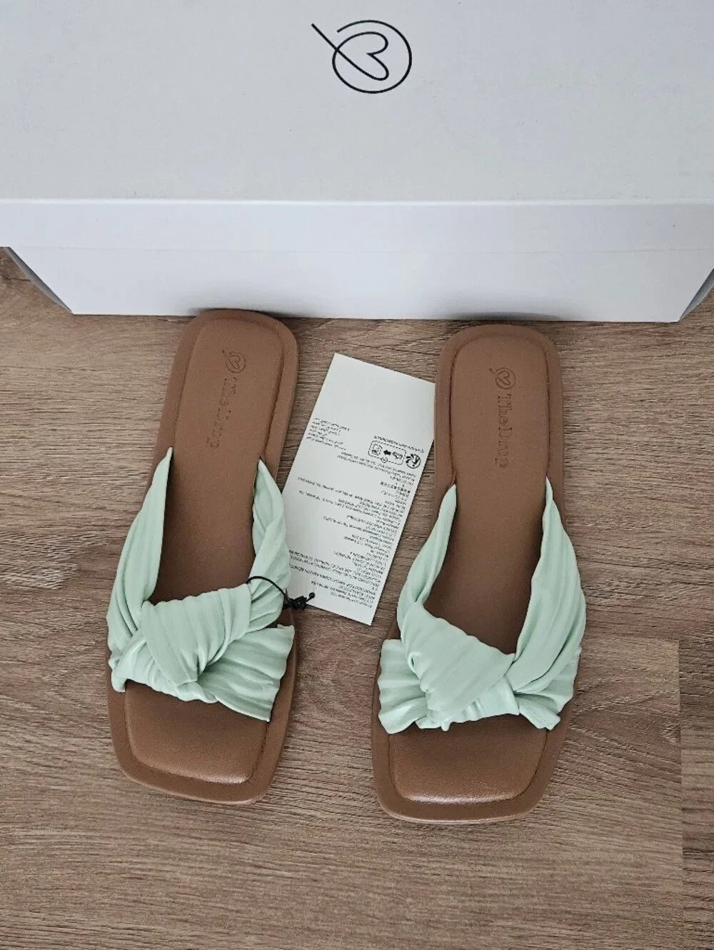 The Drop Women’s Ida Bow Mint Knot Slide Sandals Size 5